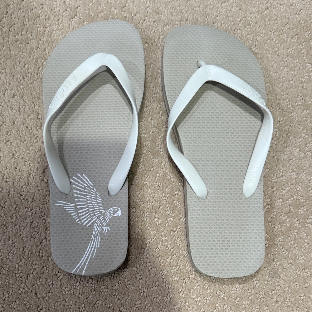 Andaz Grey Flip Flops with White Straps